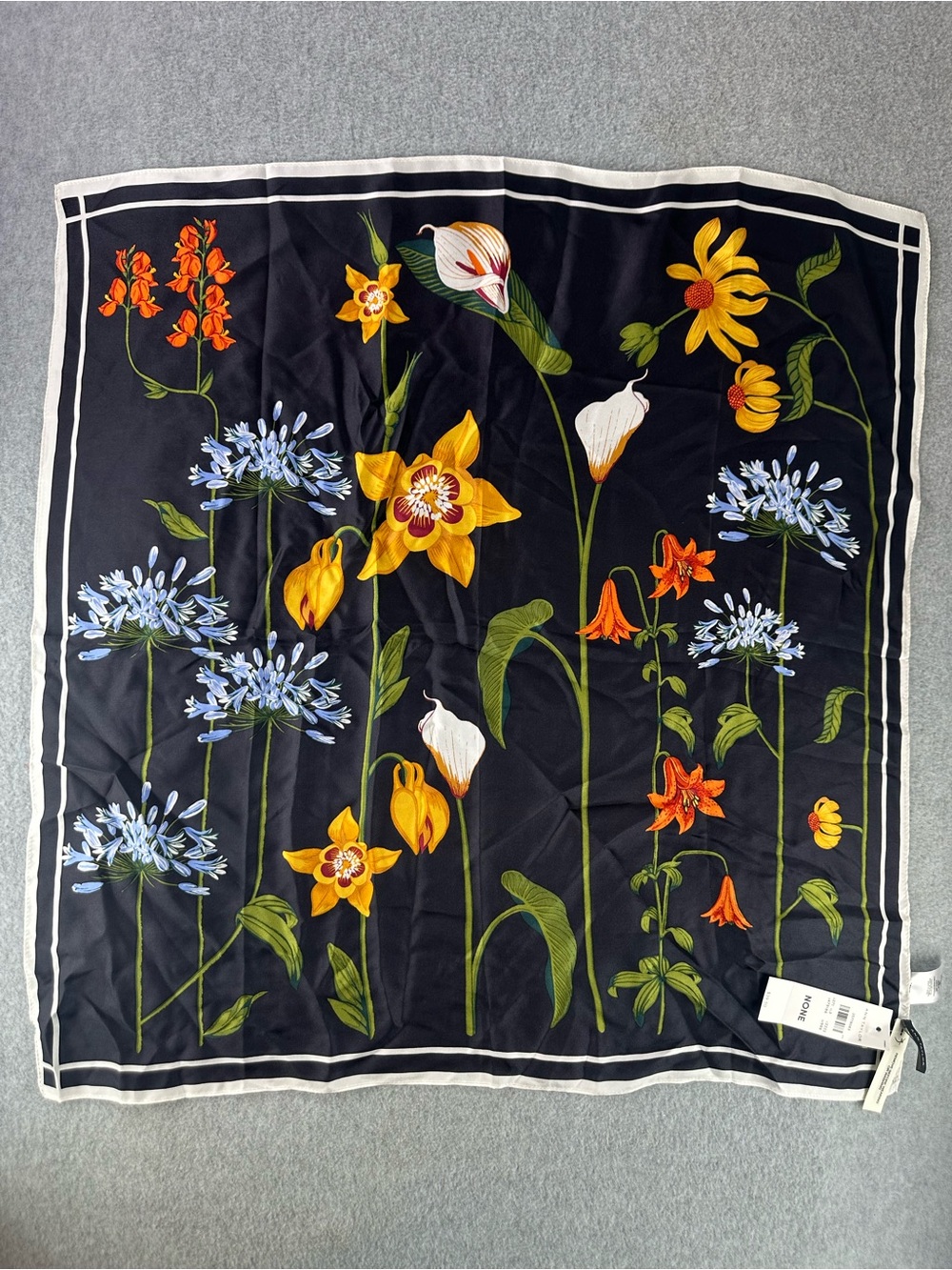 NEW 100% Silk Ann Taylor Floral Scarf 25x25 Botanical Garden Flowers